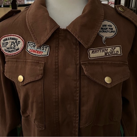 Forever 21 Patched Utility Jacket World Famous Hip Pop Size S - Picture 2 of 4